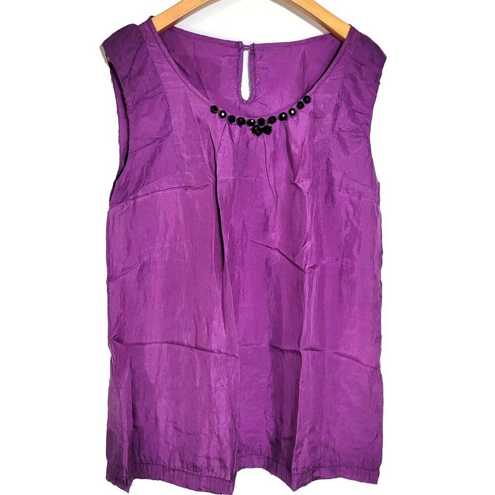 Women's 100% Silk Size M Sleeveless Tank Top Flaw SCE243 - Picture 2 of 5
